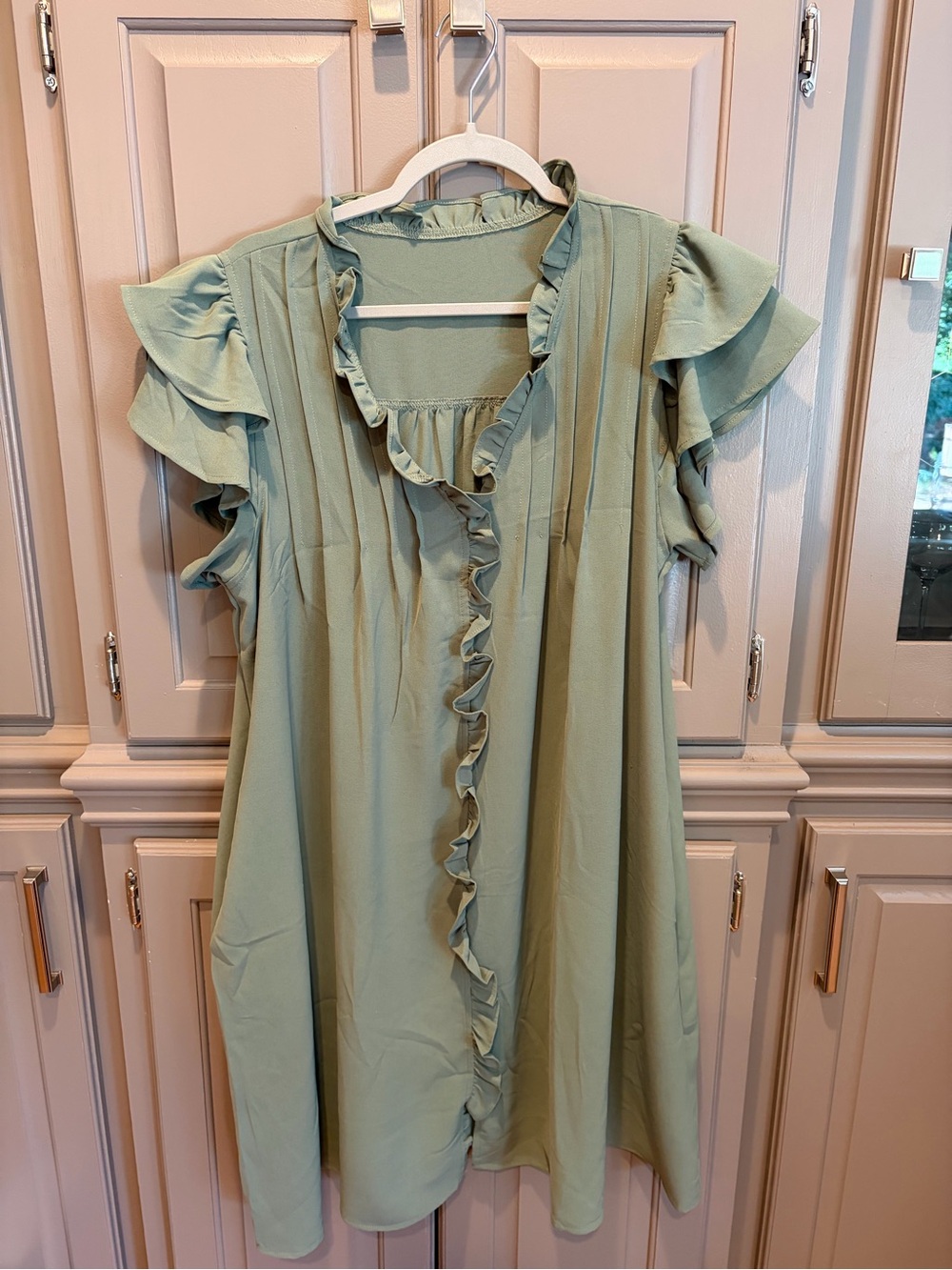Amazon Green Ruffle Sleeve Mini Dress - Picture 2 of 8
